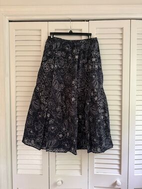 Banana Republic Navy Floral Maxi Skirt